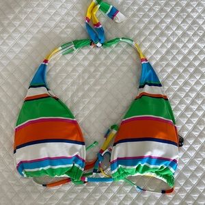 L Ralph Lauren halter tie bikini top in multi color stripes